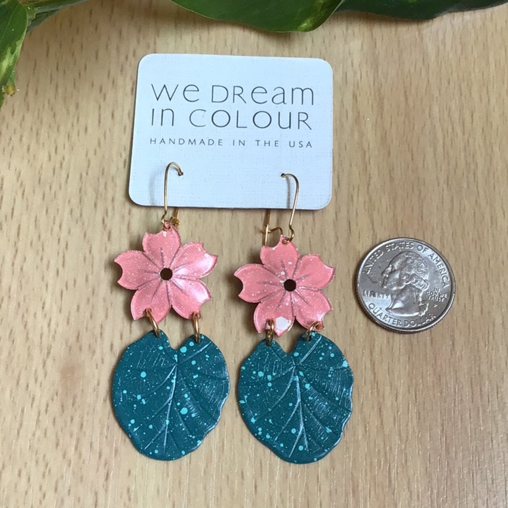 Anthro We Dream in Colour Waterlily Earrings - Picture 7 of 13